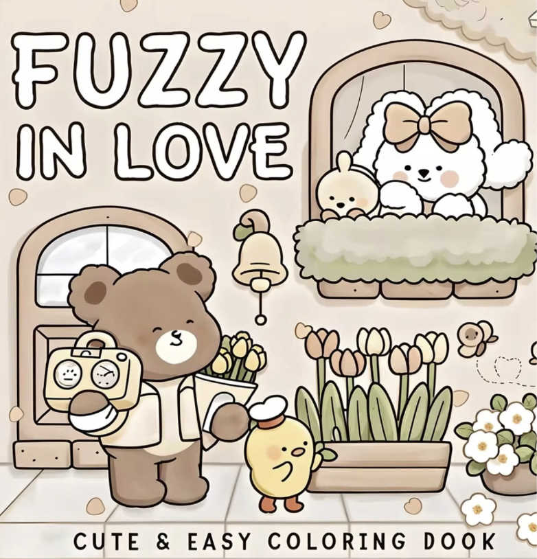 FUZZY IN LOVE – Livre de coloriage créatif, univers doux et romantique